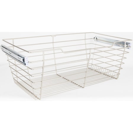 Satin Nickel Closet Pullout Basket With Slides 16Dx29Wx11H